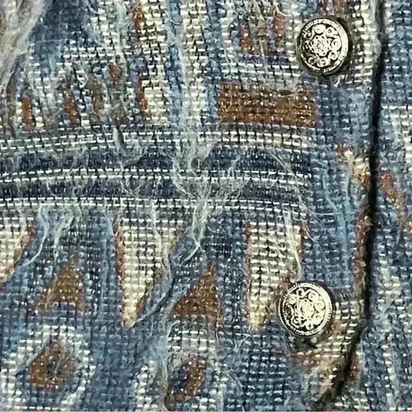 Vintage 90s Western Boho Blue Geometric Pattern Vest. Made in the USA. Size M L - Picture 5 of 11
